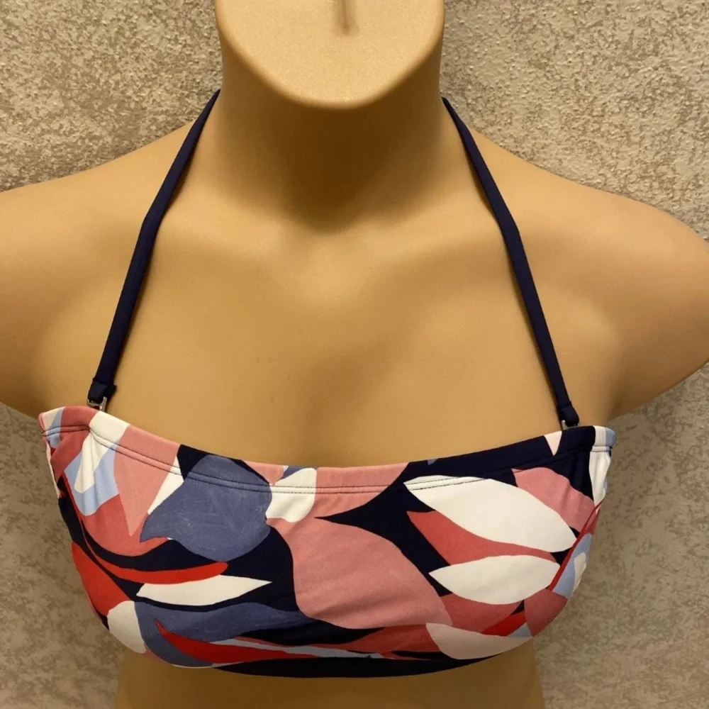 Kona Sol Pink and Blue Leaf Bikini Top